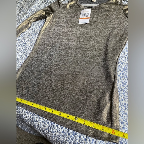 MICHAEL Michael Kors Metallic Gold Shimmer Cold-Shoulder Top, Sz PS NWT - Picture 13 of 14